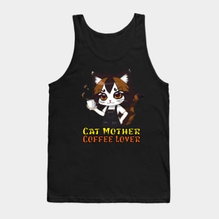 Cute Cartoon Coffee Lover Cat Mother Tank Top